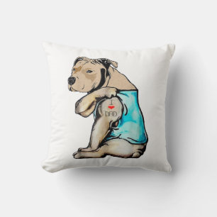 Pitbull Hund I Liebe Vater Tattoo Funny Family Kissen