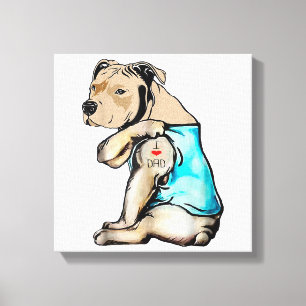 Pitbull Hund I Liebe Vater Tattoo Funny Family Leinwanddruck