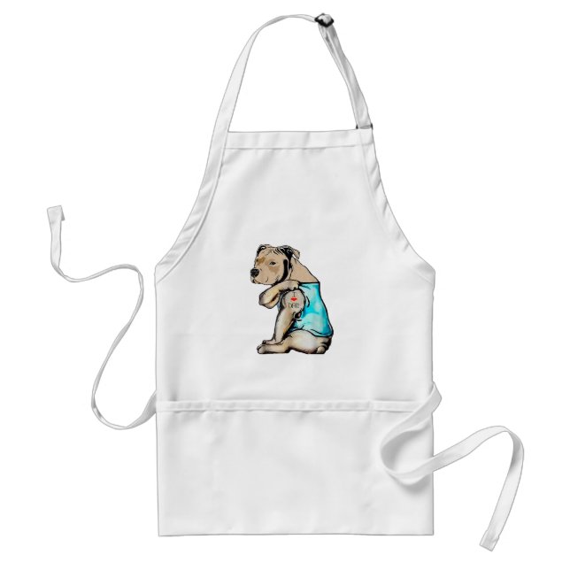 Pitbull Hund I Liebe Vater Tattoo Funny Family Schürze (Vorne)