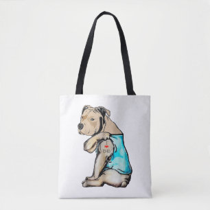 Pitbull Hund I Liebe Vater Tattoo Funny Family Tasche