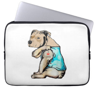 Pitbull-Hund Ich liebe Papa-Tattoo Lustige Familie Laptopschutzhülle