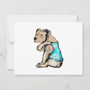 Pitbull-Hund Ich liebe Papa-Tattoo Lustige Familie RSVP Karte