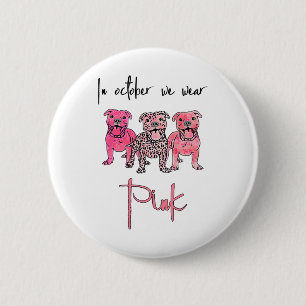 Pitbull Hund im Oktober tragen wir Pink Ribbon Bru Button