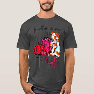 Pitbull Hund im Oktober tragen wir Pink Ribbon Bru T-Shirt
