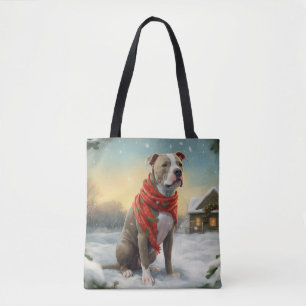 Pitbull Hund im Schnee Weihnachten Tasche