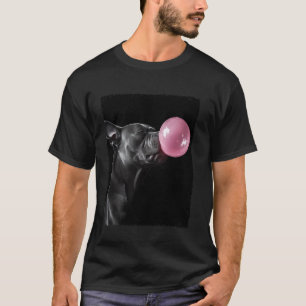 Pitbull-Hund kaut Bubble Gum Pink T-Shirt
