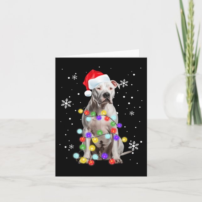 Pitbull Hund Merry Dogmas Weihnachtsfeiertag Karte (Vorderseite)