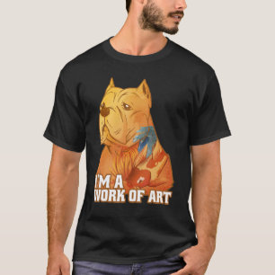 Pitbull Hund mit Koi Carp Tattoo bin ich ein Werk  T-Shirt