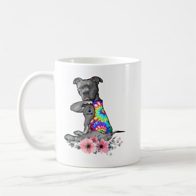 Pitbull Hund Pitbull Hund Tattoo I Liebe Mama Mütt Kaffeetasse (Links)