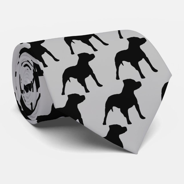 Pitbull Hund Silhouette Krawatte (Gerollt)