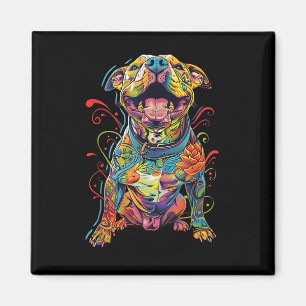 Pitbull Hund Tätowierte farbenfrohe tattooid Hund Magnet