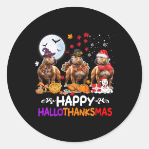 Pitbull Hund Weihnachten Happy Hallothankmas Thank Runder Aufkleber