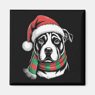 Pitbull-Hund Weihnachten Santa-Hut Schal Weihnacht Magnet