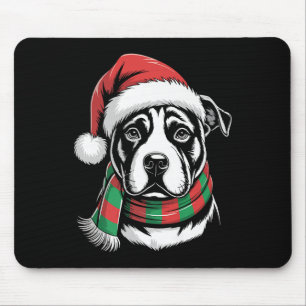 Pitbull-Hund Weihnachten Santa-Hut Schal Weihnacht Mousepad