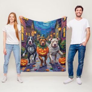 Pitbull-Hunde beim Trick-or-Treat an Halloween Ha Fleecedecke