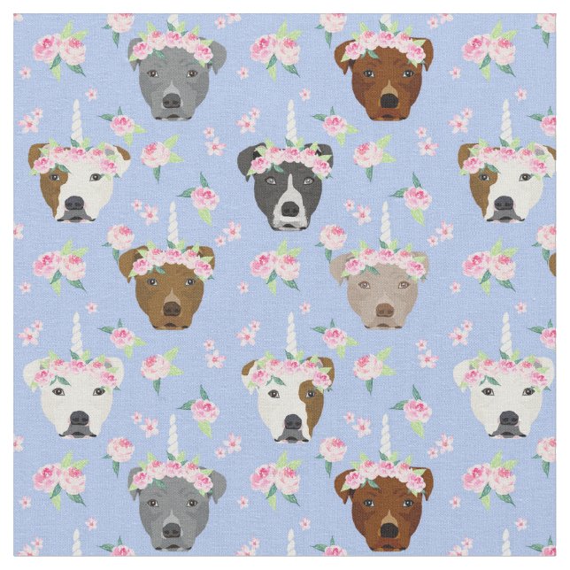 Pitbull-Hunde Einhorn-Blume Stoff (Nahaufnahme)