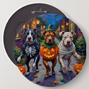 Pitbull Hunde Trick-oder-Treating Halloween-Kostüm Button
