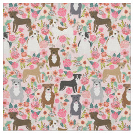 Pitbull-Hunde Vintage Blumen pink Stoff