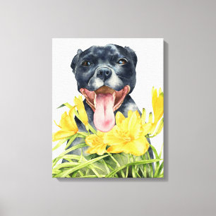 Pitbull-HundeAquarell-Malerei, schöne Kunst Leinwanddruck