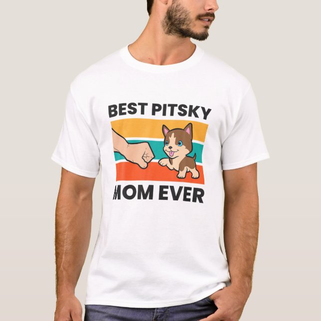 Pitbull Husky Dog Mama Beste Pitsky Mama je T-Shirt (Vorderseite)