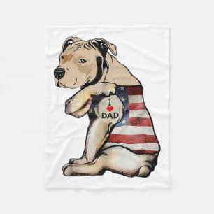 Pitbull I Liebe Vater Tattoo Vathers Day Fleecedecke