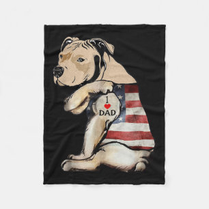 Pitbull I Liebe Vater Tattoo Vathers Day Fleecedecke