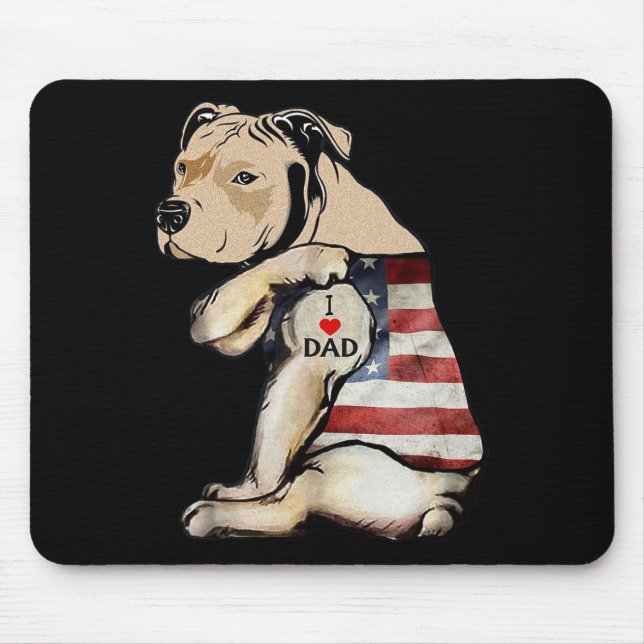 Pitbull I Liebe Vater Tattoo Vathers Day Mousepad (Vorne)