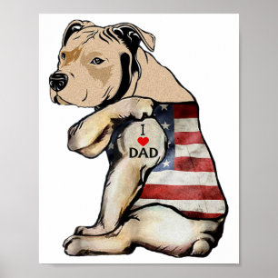 Pitbull I Liebe Vater Tattoo Vathers Day Poster
