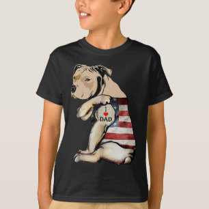 Pitbull I Liebe Vater Tattoo Vathers Day T-Shirt