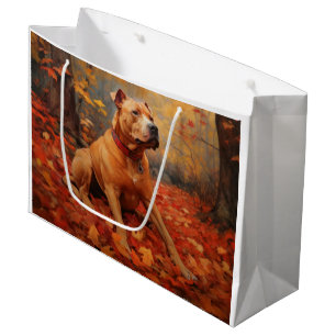 Pitbull im Herbst Leaves Fall Inspiriert Große Geschenktüte
