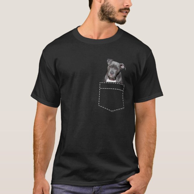 Pitbull in Pocket Pitbull T-Shirt (Vorderseite)