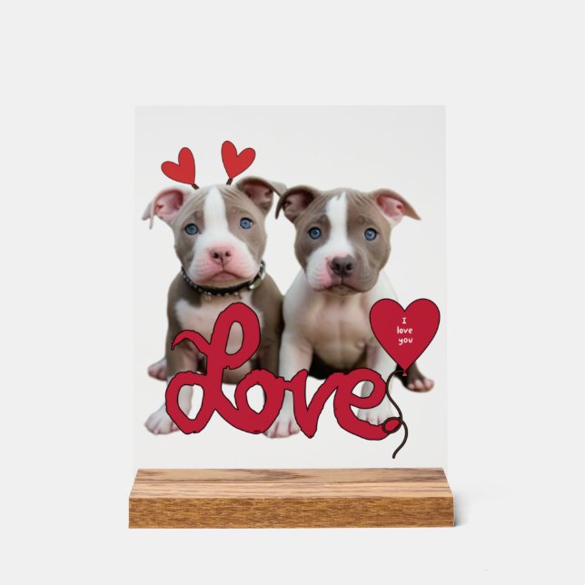 Pitbull-Liebe Acrylschild (Vorderseite)