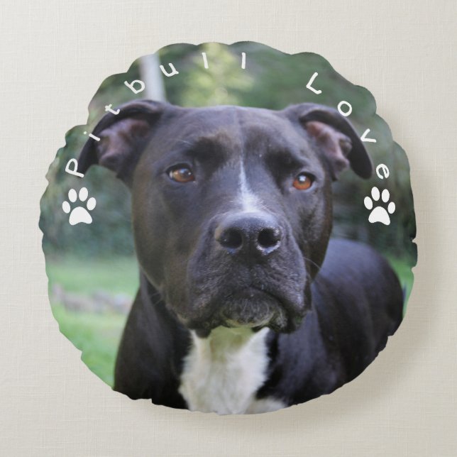 Pitbull Liebe-Gewohnheits-Bild Rundes Kissen (Vorderseite)