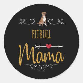 Pitbull Liebe Mama so viel Runder Aufkleber