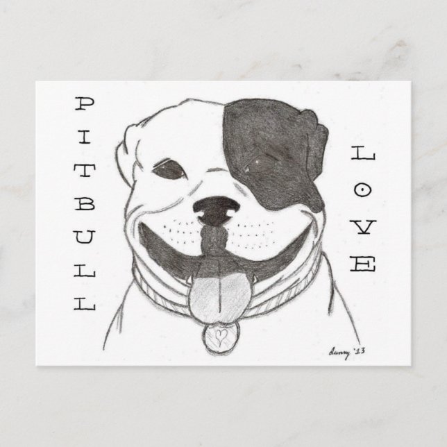 Pitbull Liebe Postkarte (Vorderseite)