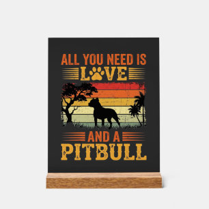 Pitbull Liebe Retro Sonnenuntergang Hund Acrylschild