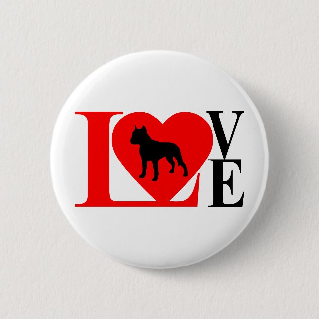 PITBULL LIEBE ROT UND SCHWARZ BUTTON (Vorderseite)