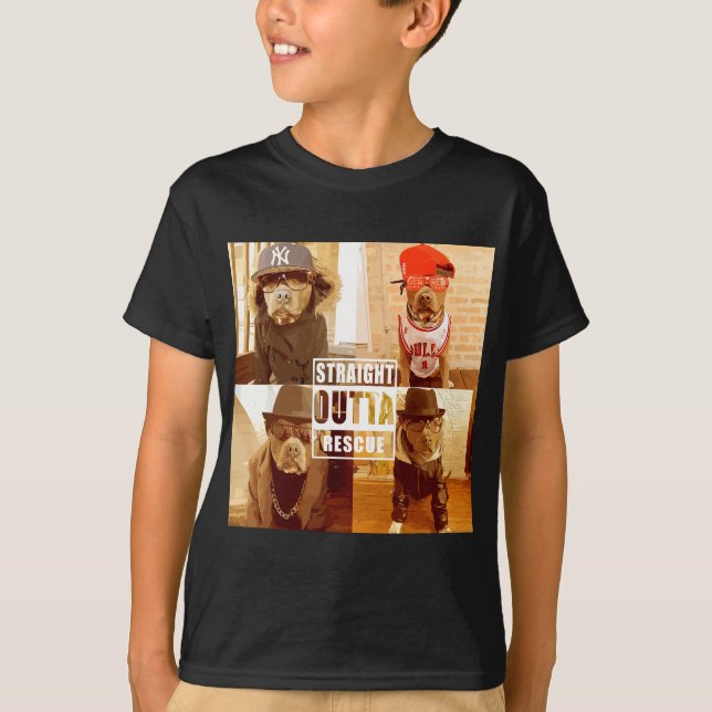 Pitbull Liebe Straight Outta Rescue Funny Pit Bull T-Shirt (Vorderseite)