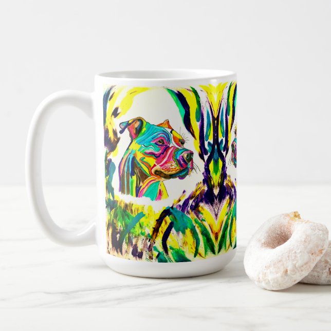 Pitbull-Liebe-Tasse Kaffeetasse (Mit Donut)