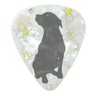Pitbull Liebe und Gänseblümchen mit Perl Zelluloid Gitarrenpick