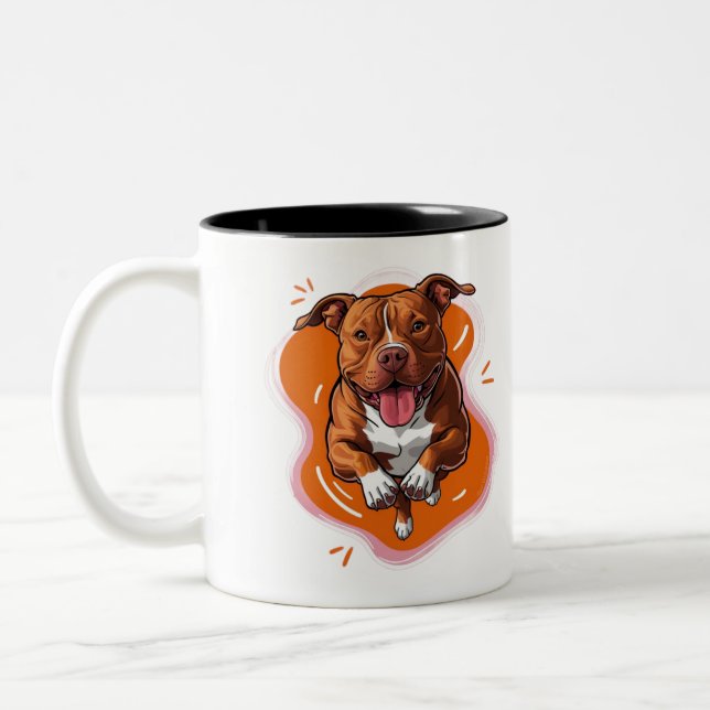 Pitbull-Liebe Zweifarbige Tasse (Links)
