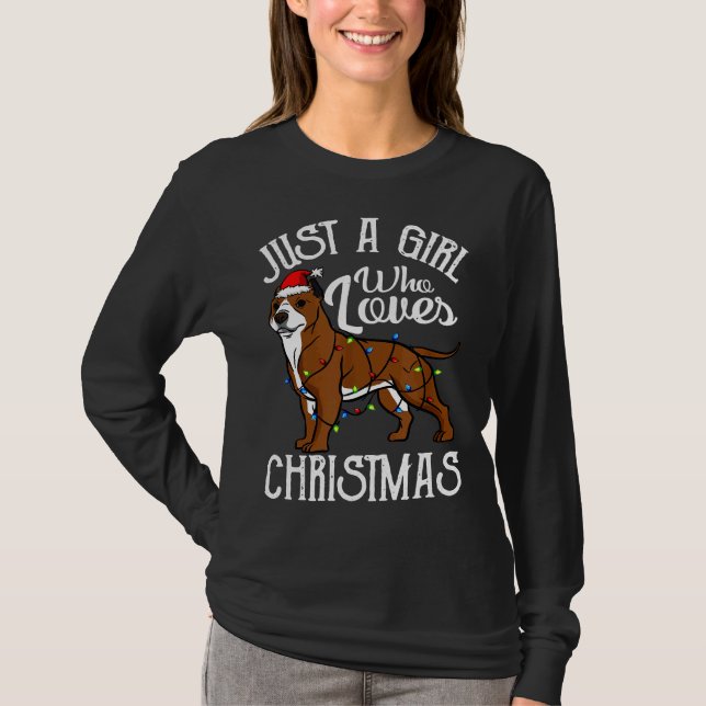 Pitbull Lover Girl Wer Lieben Weihnachten Funny Pi T-Shirt (Vorderseite)