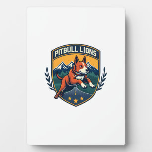 Pitbull-Löwen Vintage-Maskottchen Sportabzeichen V Fotoplatte