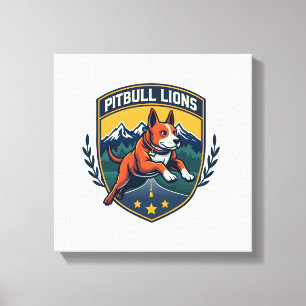 Pitbull Löwen Vintage-Maskottchen Sportabzeichen V Leinwanddruck