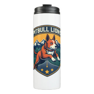 Pitbull-Löwen Vintage-Maskottchen Sportabzeichen V Thermosbecher