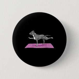 Pitbull macht Yoga Lustiger Pitbull-Hundefreund Yo Button