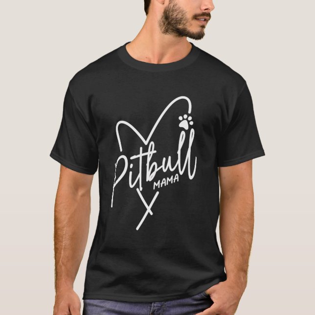 Pitbull Mama Heart Pit Bull Mama Dog Lover Frauen  T-Shirt (Vorderseite)