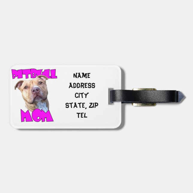 Pitbull Mama-Hund Gepäckanhänger (Rückseite horizontal)