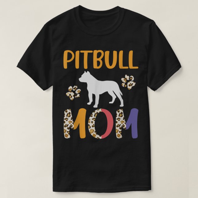 Pitbull Mama Leopard  T-Shirt (Design vorne)