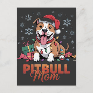 Pitbull-Mama Weihnachten Santa Hut Pitbull Hund Ma Postkarte